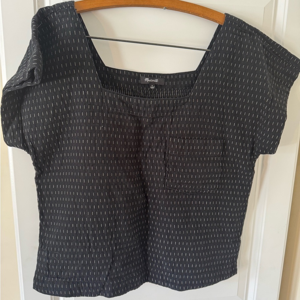 Madewell Square Neck Black Top 100% Cotton